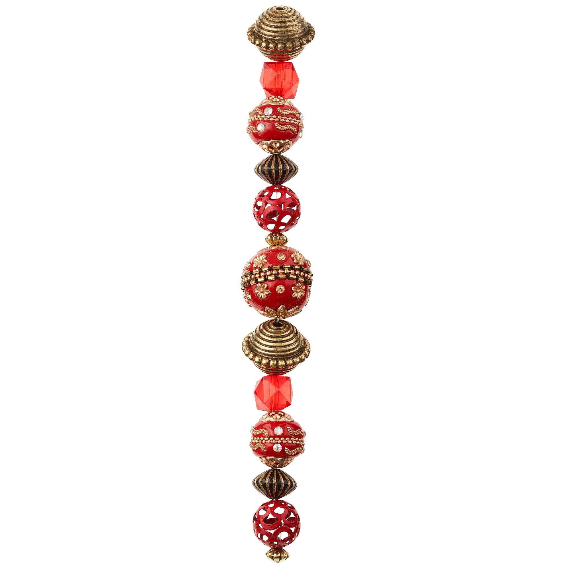 Red & Gold Strung Beads by Bead Landing™
